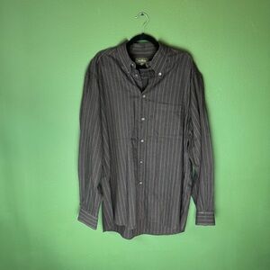 Ermenegildo Zegna Charcoal White Striped Button Down Shirt Size XXL